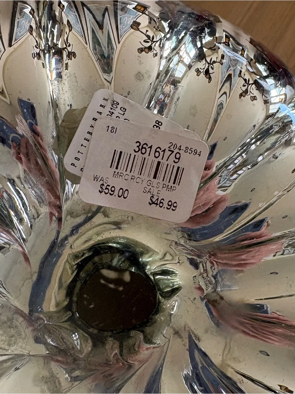 Pottery Barn Handblown Reflective Silver Mercury Glass Pumpkin Large Size NWT